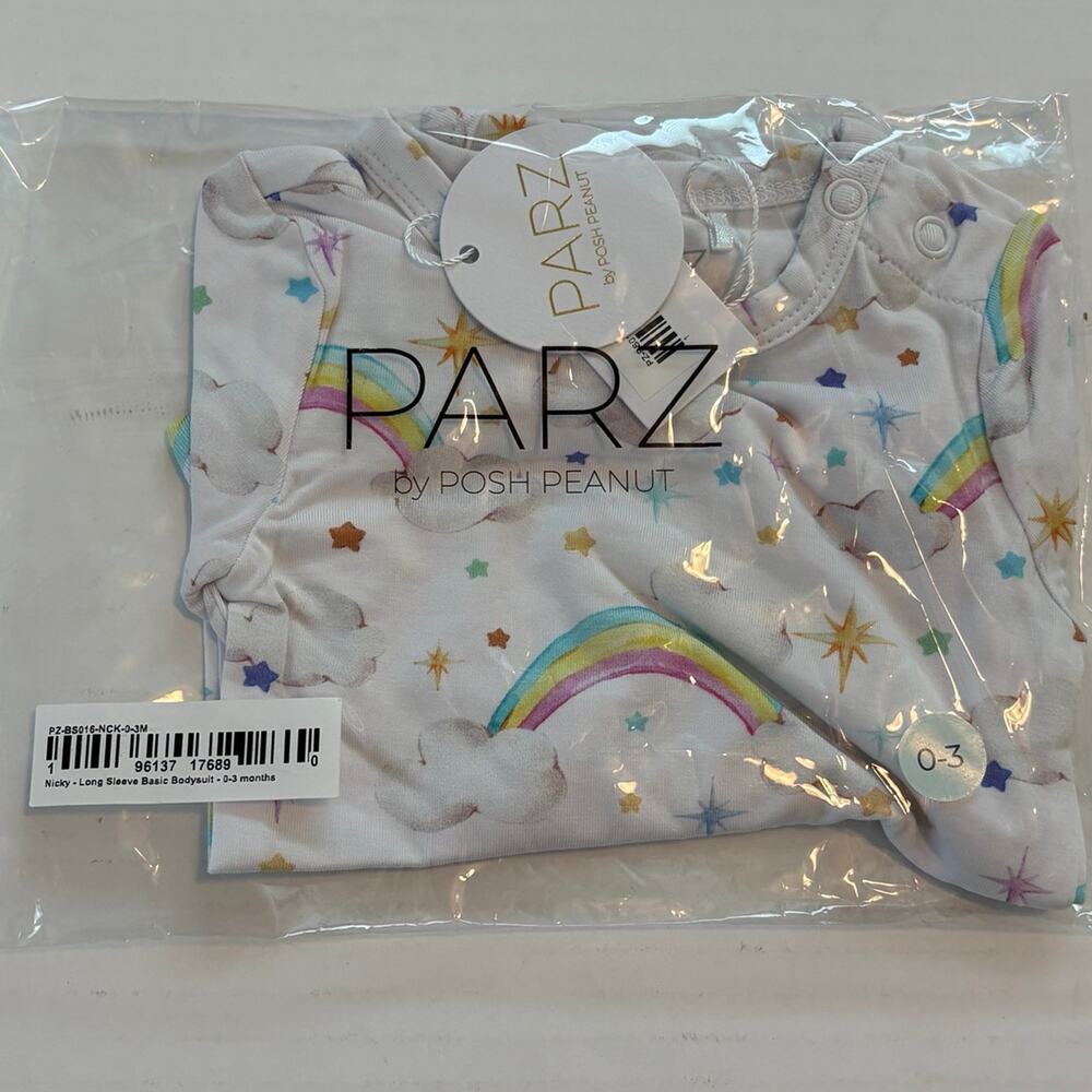 PARZ by posh peanut Nicky long sleeve basic bodysuit 0-3 months 
NWT